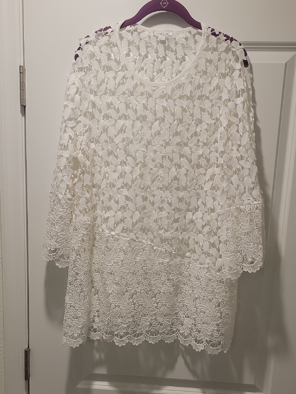 Lace Overlay White Women’s Top